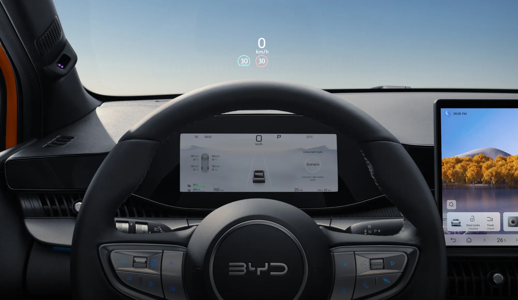 BYD Dolphin G digital instrument cluster and head-up display