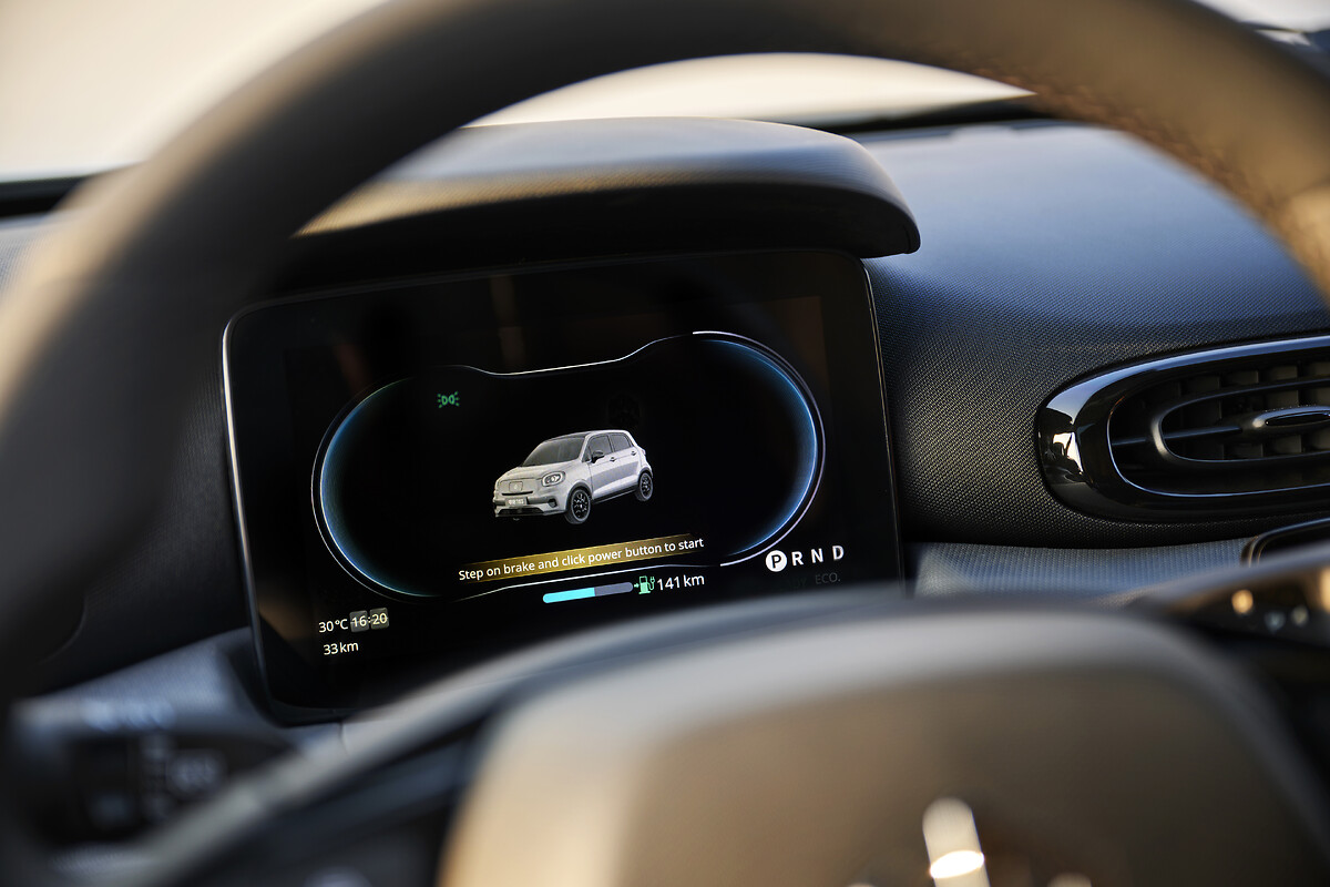 Digital dashboard display of the Leapmotor T03 showing vehicle information and controls