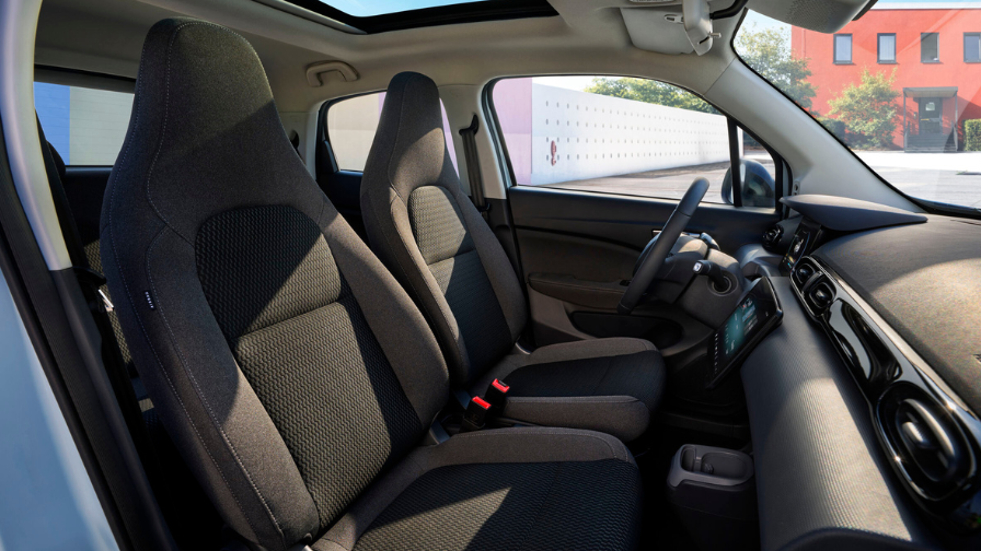 Leapmotor T03 front seats with black and grey fabric upholstery
