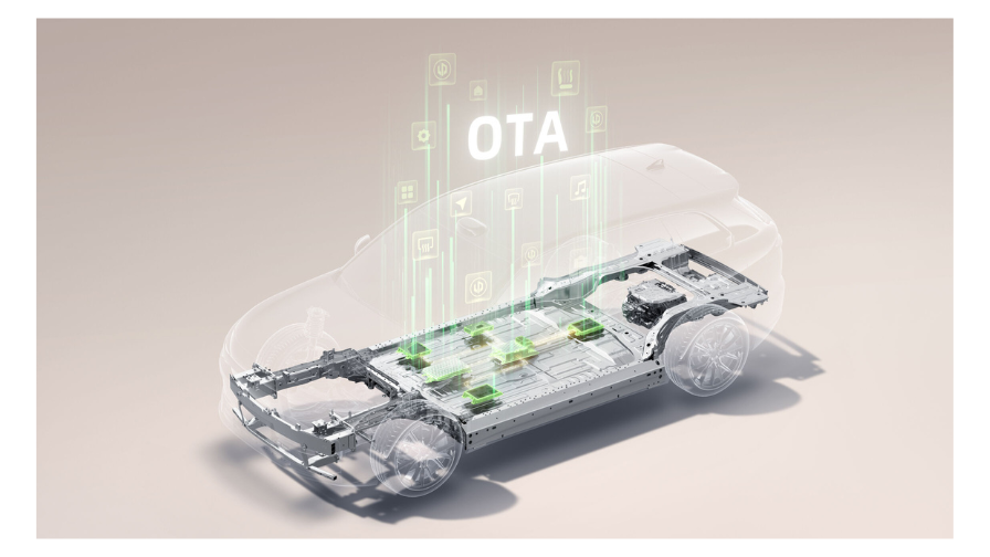 Technical illustration of Leapmotor T03 37.3 kWh battery and OTA system components