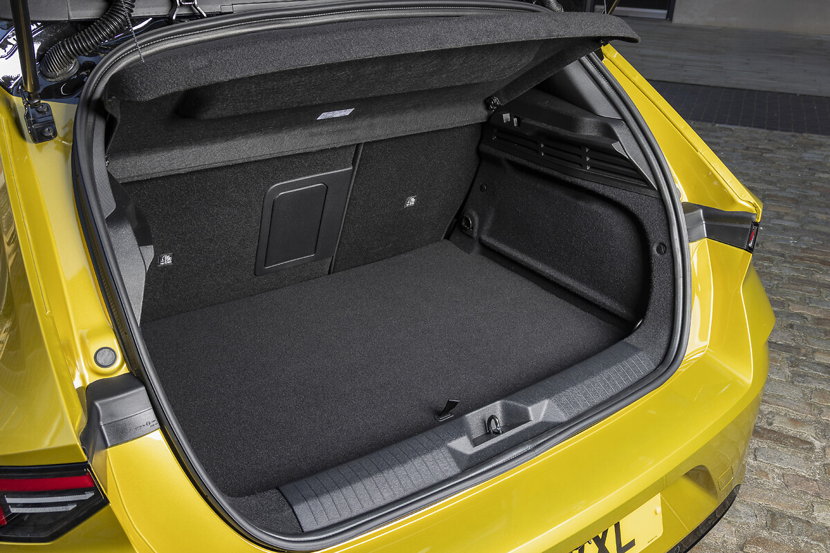 Open Vauxhall Astra boot showing generous interior storage space