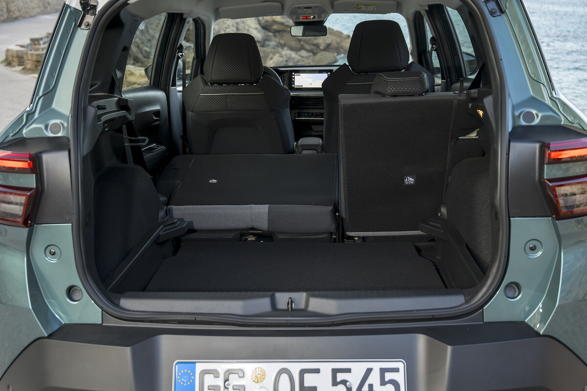 Open boot with rear seats partially folded down